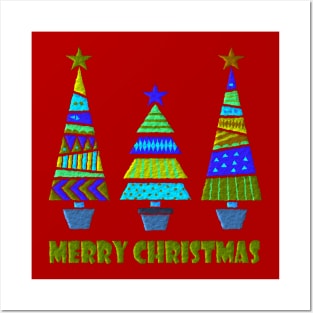 Festive Christmas Trees Posters and Art